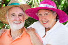 elderly couple smiling
